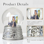 Snow Globe with 2 Sided Photo Frame, DIY Large Double Snowglobe with Picture Insert, for Family, Friends, Couples