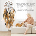 Large Feather Dream Catcher Handmade Native American Dream Catchers Bohe Wall Hanging Decoration Ornament for Kids Bedroom Car Decor Home Decoration Birthday Party Brown