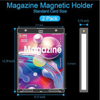 2-Pack Magazine Book Magnetic Holder - One Touch Magazine Magnetic Frame, Magazine Book Display Holders, UV Protection Comic Book Display Case, Clear Wall Mountable Protective Display Holder