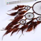 Handmade Dream Catchers Wall Decor,Boho Feather Dreamcatcher with Natural Elements,Unique Home Decor Gift for Bedroom, Living Room (Dark Brown 19.7in)