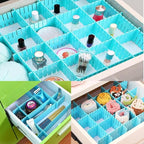 8pcs DIY Plastic Drawer Organizer Adjustable Drawer Dividers for Home Tidy Closet, Socks, Underwear, Office School Supplies, Kitchen Utensil Tools (Blue)