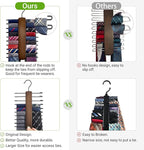 Mkono Wooden Tie Rack Retro Tie Belt Storage Hanger Organizer for Men Closet Space Saving Rack with 20 Non-Slip Hooks for Ties Belt Scarf Organize 360 Rotate Hanger Tie Display Holder, 1 Piece, Brown