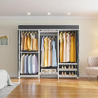 VIPEK V5C Medium Covered Clothes Rack Heavy Duty Portable Closet Wardrobe, Freestanding White Clothing Rack with Black Upgarded Polyester Cover, Adjustable Custom Closet Rack, 56.7" Lx15.7 Wx76.4 H