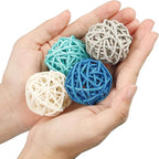 Patelai 36 Pcs Wicker Rattan Balls Decorative Balls for Vase Centerpiece Bowls Orbs Filler for Home Decor,4 Sizes(Dark Blue, Sky Blue, Gray, White,2.8'',2.4'',2'',1.6'')