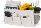 Bedside Storage Caddy/Bedside Hanging Storage Bag for Headboards Bunk Beds Dorm Rooms Book Phone Magazine Holder (New White)