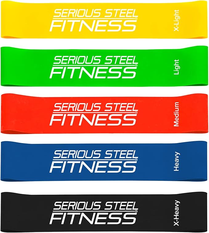 Serious Steel Fitness Mini Resistance Loop Bands | Rehab and Prehab Stretch Bands | 12" Exercise Workout Bands (Sets of 5 Pack and Sets of 10 Pack Trainer Options Available!)