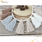 DrCor Neutral Boho Tassel Garland – Handmade Cream, Brown & Gray Yarn Banner for Nursery, Baby Shower, Birthday Party, Rustic Farmhouse Wall Hanging & Warm Cozy Home Decor