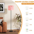 Ambimall 60'' Modern Floor Lamp with Shade, Tall Lamps for Living Room, Bedroom, Office, Dining Room, Hand-Dyed Pink Lampshade(Without Bulb)