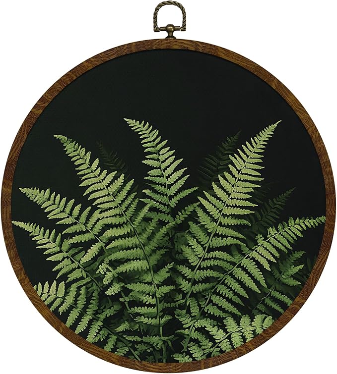 Retro Botanical Wall Art Decor, Boho Wildflower Ferns Plants Canvas Prints Round Wall Art, Vintage Wall Hanging Door Artwork Decor for Farmhouse Bedroom Living Room Gallery 10x10i(MG06)