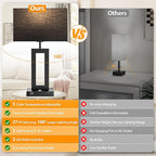 27.2’’ Tall Black Table Lamps for Living Room Bedroom, Bedside Touch Control Lamps with 2 USB Ports&AC Outlet, 3 Color Temp.&Stepless Dimming Desk Lamp Sets for Home Office, Pre-assembled Black Shade