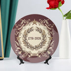 250th Anniversary Decorative Plates 10 Inch Vintage Patriotic Decorations Commemorative Plates with Stand Independence Day 4th of July Semiquincentennial Home & Office Decor