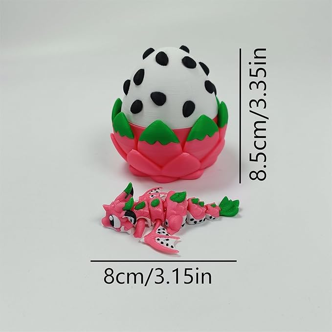 Enchanted 3D Egg with Miniature Inside - Handcrafted Printed Collectible | Fantasy Decor & Gift (Dragon Fruit Dragon & Egg (Box))