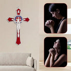 TALPGOD 7 Inch St Benedict Crucifix Red,Crucifix Wall Cross for Catholic Decor,Jesus Christ Hanging Cross Wall Art Decor,Escapularios Catolicos,Saint Benedict Medal for Home Decoration