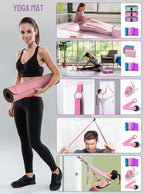 1/3 Yoga Mat Thick, Yoga Set for Beginners Include High Density Mat with Multi-loops Strap, Blocks, Booty Resistance Band Set, Door Anchor, Carring Bag & Strap