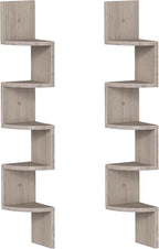 HOOBRO Corner Shelf Wall-Mounted, Set of 2 Floating Corner Shelves for Wall, 5-Tier Corner Bookshelves for Living Room, Bedroom, Bathroom, Home Office, Greige BG26BJP201