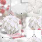 Jetec 8 Pieces Christmas Ornaments Glitter Christmas Tree Hanging Decoration Decorative Artificial Pine Cones Flowers Hanging Ornaments for Winter Wreath Holiday Decor(White)
