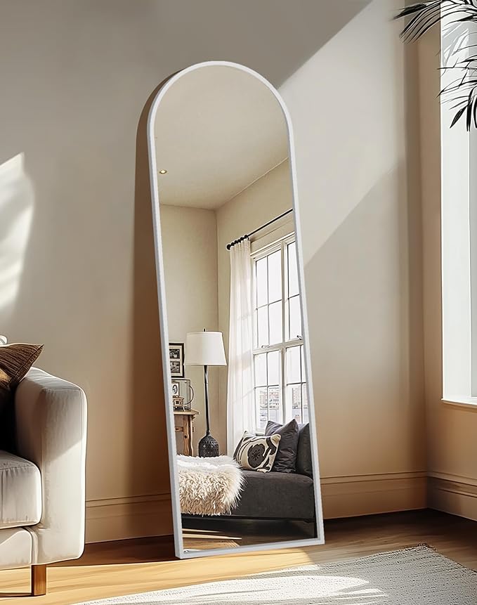 Delma Full Length Mirror, Large Floor Mirror for Wall, Bedroom, Bathroom, Living Room with Aluminium Frame (Stand, Arch 56x15, Silver)