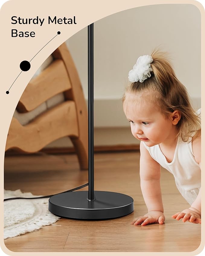 EDISHINE Modern Floor Lamps for Living Room, 64.7" Minimalist Standing Lamp with 3 Color Temperatures Bulb & Adjustable Linen Shade, Foot Pedal Switch, Arc Tall Lamp for Office Bedroom, Blue Shade