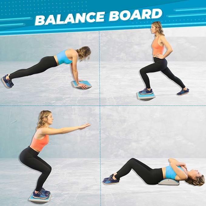 Professional Balance Board –Fascia Relase Tool- Multi-Functional Wobble & Slant Board with Anti-Slip Design, Acupressure Points for Core, Abs & Rehab Training – Fitness & Standing Desk Equipment – Supports Up to 440 lbs