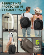 Cowboy Hat Box, Cowboy Hat Case for Travel, Crush Proof Storage for Western/Panama/Fedora, Carrier with Adjustable Shoulder Strap & Brush