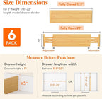 Lifewit 5" High 6 Pack Bamboo Drawer Dividers 45-55cm/17.5-22" Adjustable Wooden Drawer Organizer for Clothes/Utensils, Expandable Drawer Separator for Dresser/Kitchen/Bedroom/Office Organization