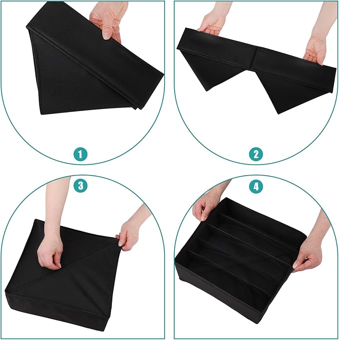 Drawer under Cabinet Clothes Organizer 5 Cell Foldable Storage Cubes Underwear Drawer Organizer Dividers Storage Boxes for Bra, Underwear（Black）