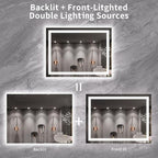 LOAAO 40X30 LED Bathroom Mirror with Lights, Anti-Fog, Dimmable, Backlit + Front Lit, Lighted Bathroom Vanity Mirror for Wall, Memory Function, Tempered Glass, ETL Listed