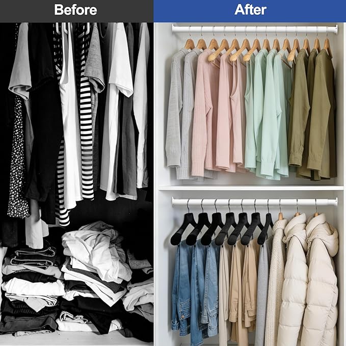 17 to 84 Inch Closet Rods for Hanging Clothes with Screwdriver, Stepless Adjustable Closet Rod Heavy Duty, 1.3 Inch Clothes Hanging Rod Metal Closets Pole Bar for Wardrobes Laundry Bathroom RV, White