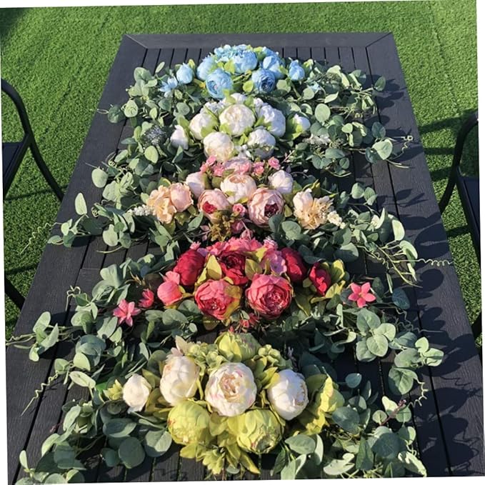 Wedding Arch Flowers, 30inch Artificial Peony Swag with Green Leaves, Peony Garland Arch Flowers, Wall Hanging Flower Wreath for Wedding Arch Home Decorations