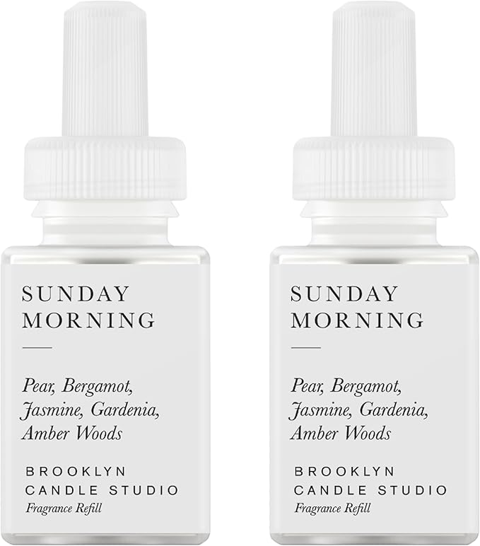 Pura & Brooklyn Candle Studio Home Scent Refill - Smart Home Air Diffuser - Up to 120-Hours of Luxury Fragrance per Refill - Home Essential - Clean & Safe Diffuser Fragrance - 2 Pack, Sunday Morning