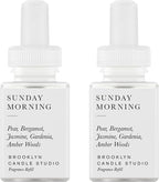 Pura & Brooklyn Candle Studio Home Scent Refill - Smart Home Air Diffuser - Up to 120-Hours of Luxury Fragrance per Refill - Home Essential - Clean & Safe Diffuser Fragrance - 2 Pack, Sunday Morning