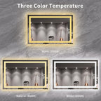 LOAAO 55X36 LED Bathroom Mirror with Lights, Anti-Fog, Dimmable, Backlit + Front Lit, Lighted Bathroom Vanity Mirror for Wall, Memory Function, Tempered Glass, ETL Listed