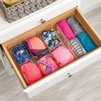 mDesign Storage Box with 2 Compartments - Practical Bedroom Storage Box - BPA Free Plastic Clothes Box - 6" x 12" x 4" - Set of 2 - Clear