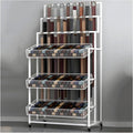 Heavy Duty Belt Display Stand, Metal Belt Rack with 360° Rolling Wheels, Multi-Functional Accessory Display for Belts/Scarves/Wallets, Retail Belt Organizer for Store/Closet/Boutique