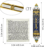 Mezuzah with Scroll for Door, Enamel&Zinc Alloy Blessing Mezuzah Case for Door, Colored Painted Mezuzha Scroll Kosher for Jewish Gifts/Jewish Decor, Christmas (Blue, 5 * 0.86 in)