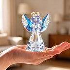 Crystal Guardian Angel Figurine Decoration, Glass Guardian Angel Statue Christmas Birthday Gifts for Women Girlfriend Daughter, Art Collectible Figurines Home Decor (Colorful)