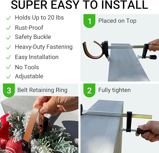 2-Pack Headstone Wreath Hanger,Cemetery Wreath Holder for 3-8 inch Tombstones,Sturdy Steel with Locking Buckle,Easily Holds 20 lbs,Grave Marker Decor for Mother's Day,Memorial Day,Never Blown Away