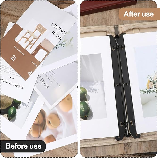 Amabro 24Pcs 3 Hole Magazine Binder Inserts Holders, 3 Ring Binder Strips Sheet Magazine Organizer Accessories Protectors Music Folder Paper Filebook Heavyweight Letter Size 11.81 x 1.14 Inch(Black)