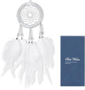 Luxury Dream Catchers - White Rooster Feather with Crystal Diamond, Lace Lanyard, Handmade Small Dreamcatcher for Bedroom, A Dream Catcher for Girls, Dream Catchers for Boys, Dream Catcher Wall Decor