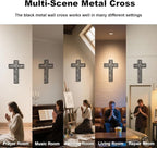 WORGO Metal Cross for Wall Crosses Wall Decor for Spiritual Home Decor and Gifting Metal Wall Art Christian Home Decor for Living Room Dining Room Bathroom (Black, 29.9" L x 19.8" W)