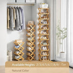 DDRIC The 9-Tier No-Assembly Bamboo Rack, Foldable 9 Tier Bamboo Shoe Rack with Collapsible Vertical Design, Space-Saving Shoe Storage Shelf for Entryway Closet Dorm, No-Tool Assembly (Nuture,2)
