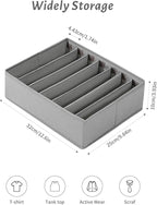 4 Packs Adjustable T-shirt Drawer Organizers for Clothing with 6 Adjustable Dividers, 7 Grids Wardrobe Storage Box, DIY Clothes Organizer for Folded Clothes, T-shirt, Legging