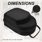 Hard Hat Travel Case for Baseball Caps 1 Piece Black - Hat Protector with Handle, Adjustable Shoulder Strap & Luggage Strap, Stores 6 Hats for Travel, Home, Gifts