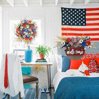 Idyllic 20Inch 4th of July Wreath Patriotic Independence Wreath for Front Door, Red White and Blue Daisy for Memorial Day Independence Day Veterans Day Front Door Decoration