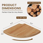 Fun Memories Corner Shelf Wall Mount Set of 2 - Solid Oak Wood Floating Corner Shelf with Cable Hole, 8.5in Rustic Design for Bedroom, Living Room, Kitchen (Natural)
