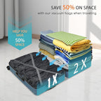 Vacuum Bags for Travel with Pump, 2 Pack TPU Reusable Vacuum Compression Bags for Travel with Waterproof Zipper, Space Saver Bag for Suitcase, Backpack, Black