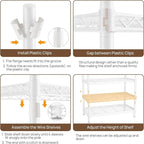 Coat Rack Clothes Wardrobe：Closet Organizer and Storage Clothing Garment Rack with Shelves Heavy Duty for Hanging Clothes Portable Adjustable White 15.8" DX69 WX76.5 H