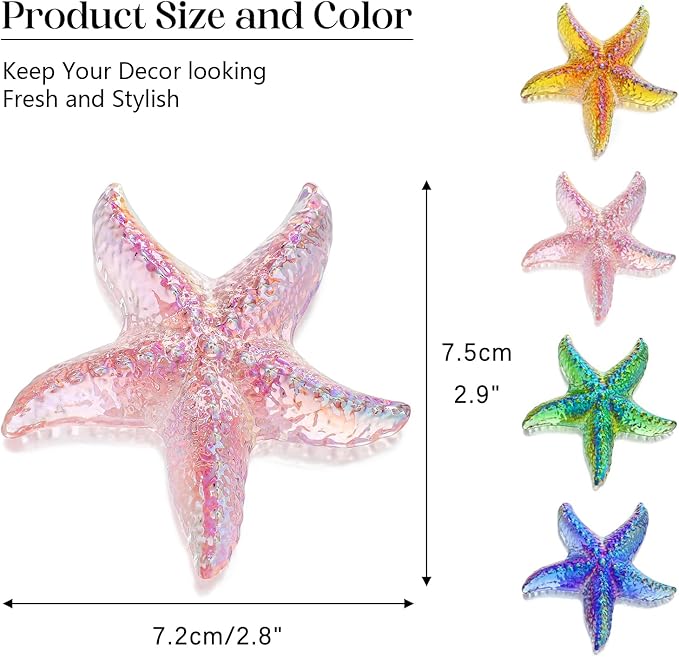 H&D HYALINE & DORA 2.8" Glass Starfish Figurine Handmade Blown Glass Starfish Figurine Tiny Crystal Sea Animals Ornament for Aquarium Decor(Pink)