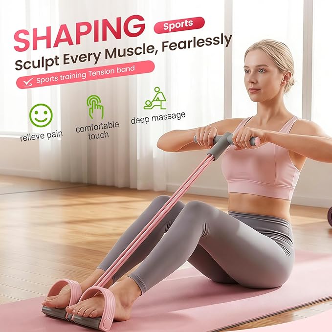 Pedal Resistance Band with Handles, 2026 Upgrade Multifunction Elastic Yoga Resistance Band, 6-Tube Pedal Resistance Band with Handle for Full Body Workout, Yoga, Stretching, Waist, Arm, Leg