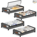 Yecaye Under Bed Storage with Wheels, 4 Pack Under the Bed Storage Containers with Lids & Label, XXL 60L Rolling Underbed Storage Drawers for Clothes, Blankets, Shoes, Hemp Gray